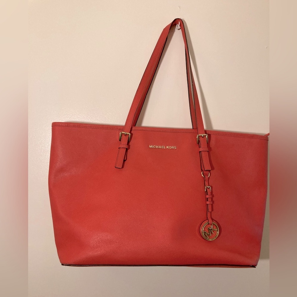 MICHAEL KORS BEAUTIFUL LARGE CANVAS TOTE SHOULDERBAG MK  burnt orange  COLOR - Picture 4 of 14